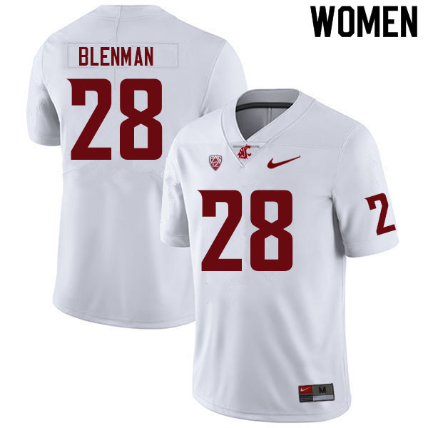 Women #28 Jhameil Blenman Washington State Cougars College Football Jerseys Sale-White